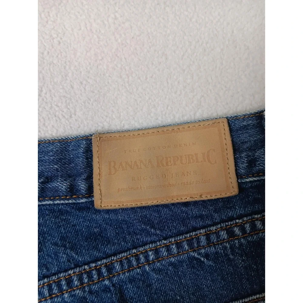 Banana Republic Rugged Jeans Mens 32x34 Blue Stone Wash Classic Straight Denim‎